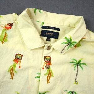 Roark Hula Girl Palm Tree Balinese Mask Hawaiian Shirt Mens XL Short Sleeve